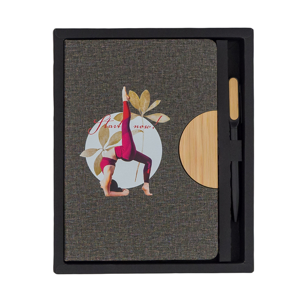 R64209.21 - Zestaw notes z długopisem Fold, szary 